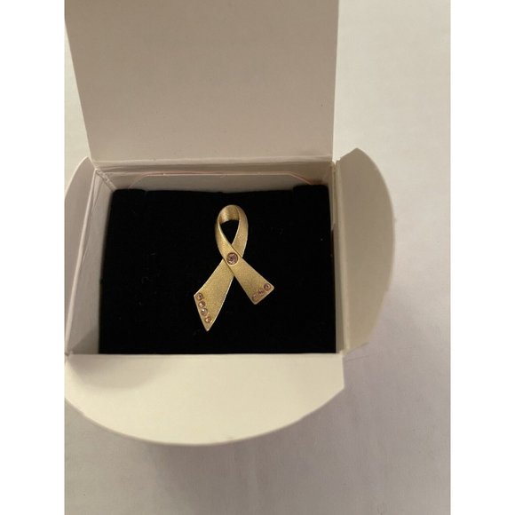 New Avon Gold Pin Cancer Ribbon Pink D12 - Picture 1 of 2